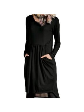 Peruvian Connection Martine Tunic Dress Long Sleeve Black Size Medium
